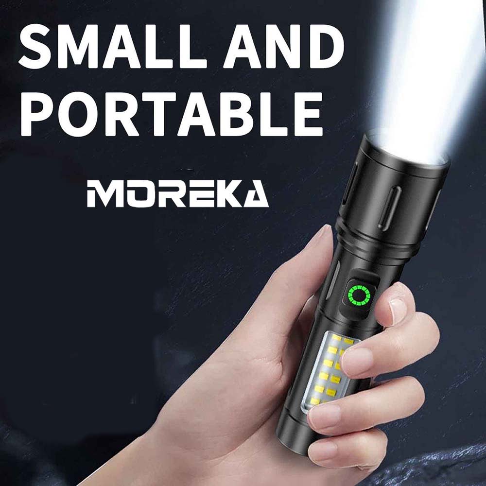 Lampara Táctica Recargable Usb Led COB en Blanco y Rojo de alerta  Moreka MT-0274