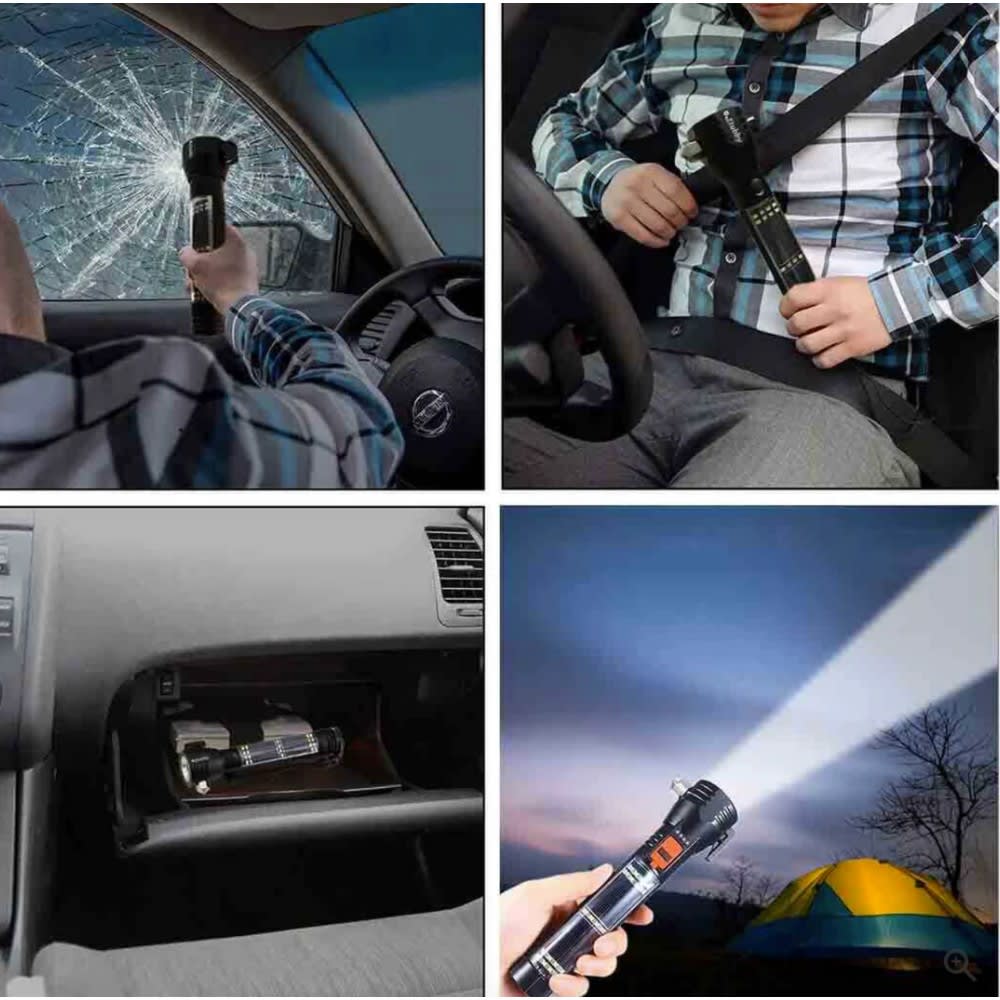 Linterna tactica metalica recargable rompe vidrios iman4