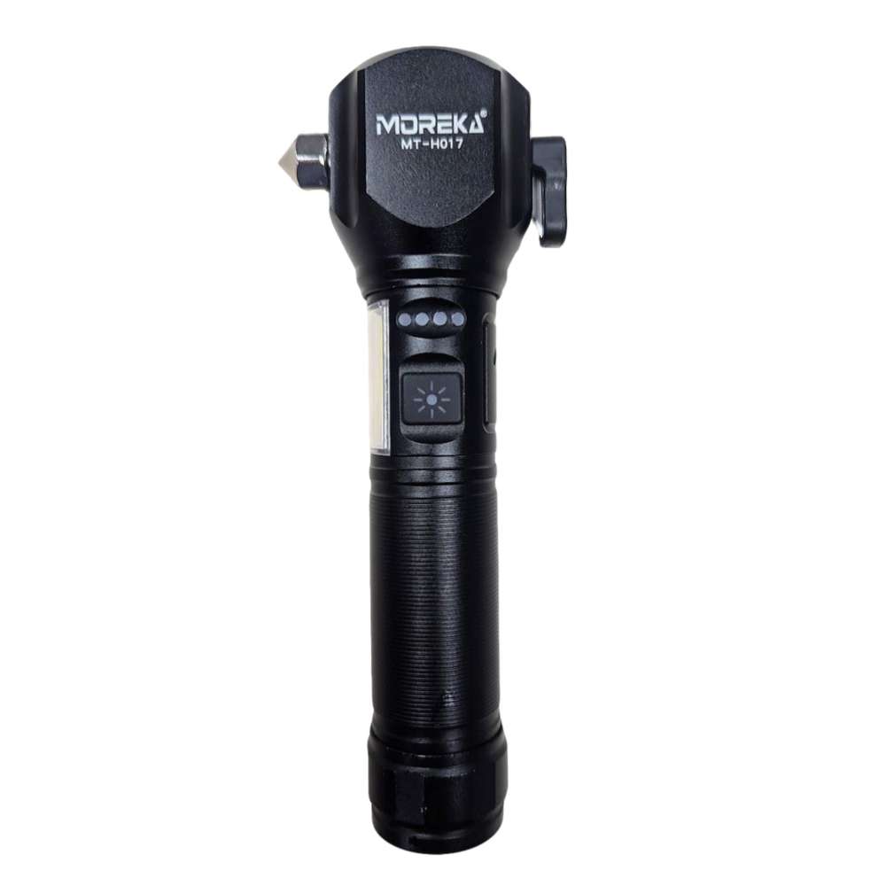 Linterna tactica metalica recargable rompe vidrios iman 7 modos diferentes de luz led Moreka MT-H0179