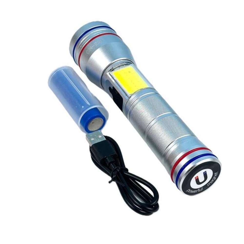 Linterna tactica metalica recargable con iman 7 modos diferentes de luz led Moreka MT-T0162