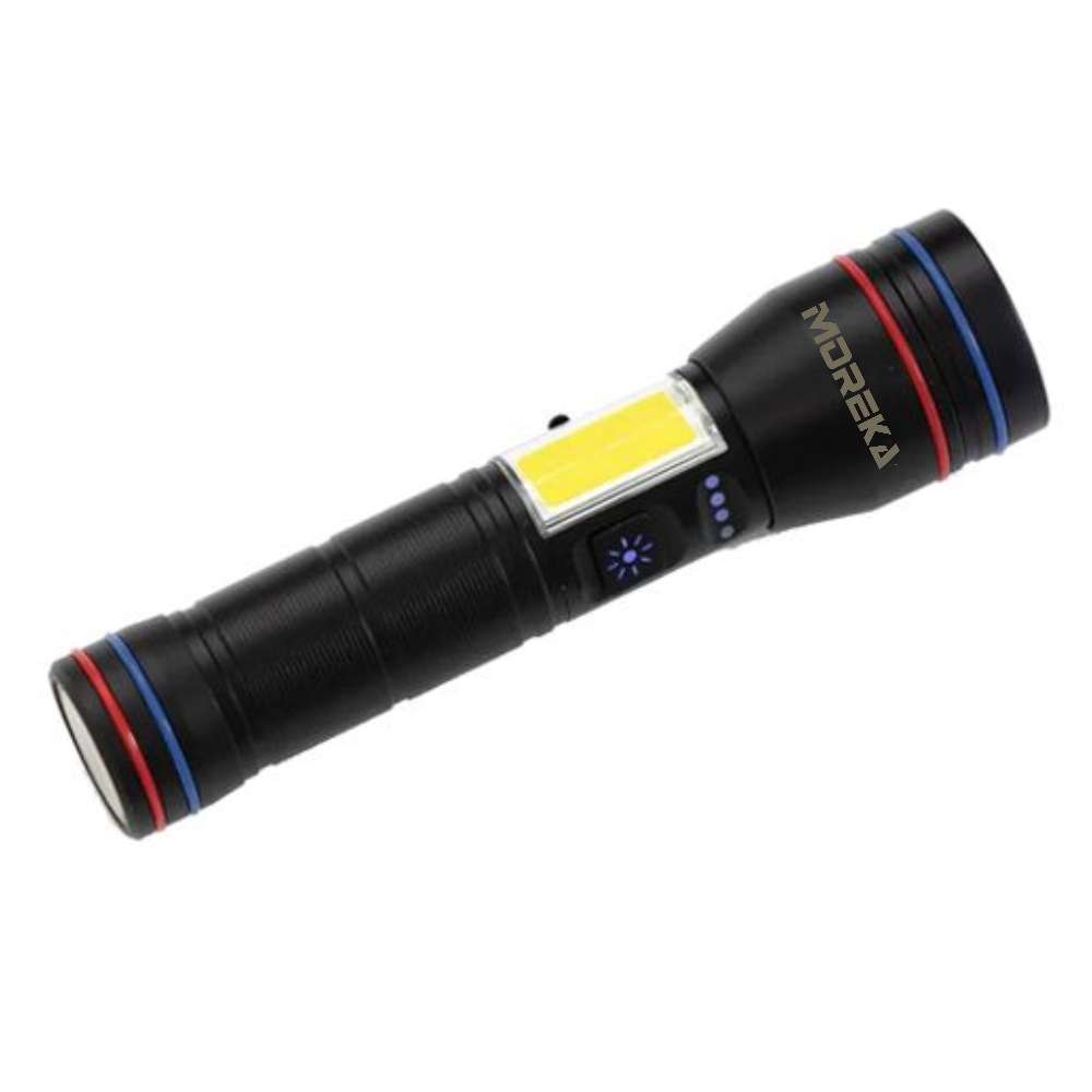 Linterna tactica metalica recargable con iman 7 modos diferentes de luz led Moreka MT-T0166