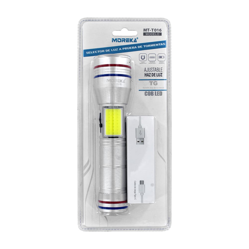 Linterna tactica metalica recargable con iman 7 modos diferentes de luz led Moreka MT-T016 0