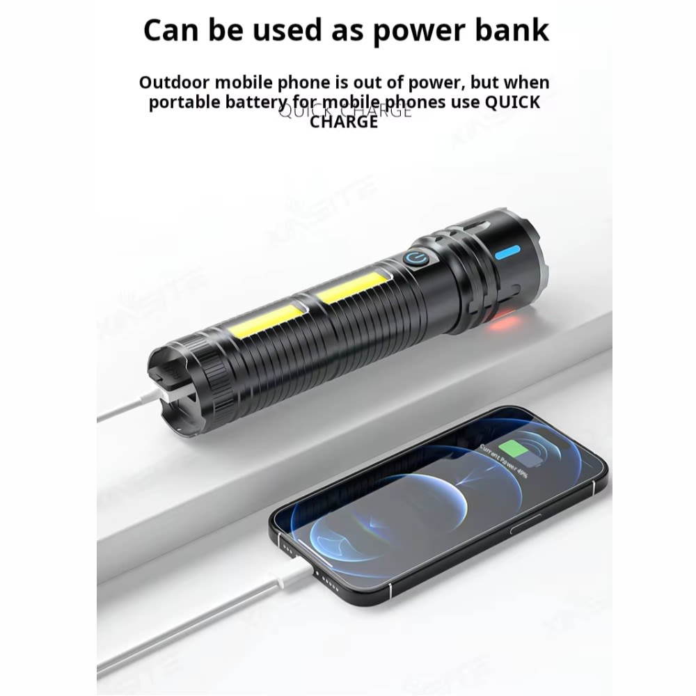 Linterna tactica metalica recargable 3600mAh TG+COB 3000 metros de distancia MT-0239