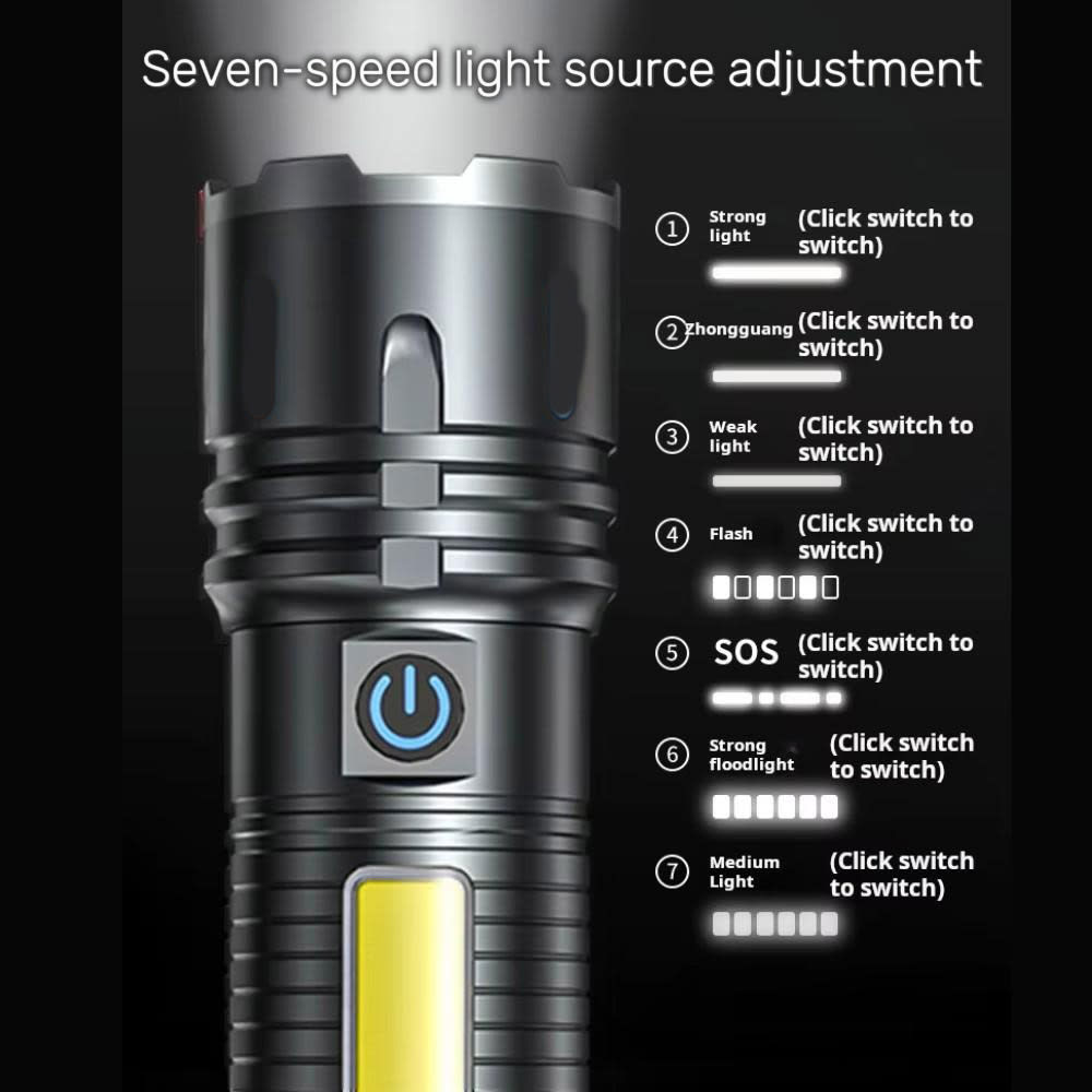 Linterna tactica metalica recargable 2400mAh TG+COB 3000 metros de distancia MT-0255