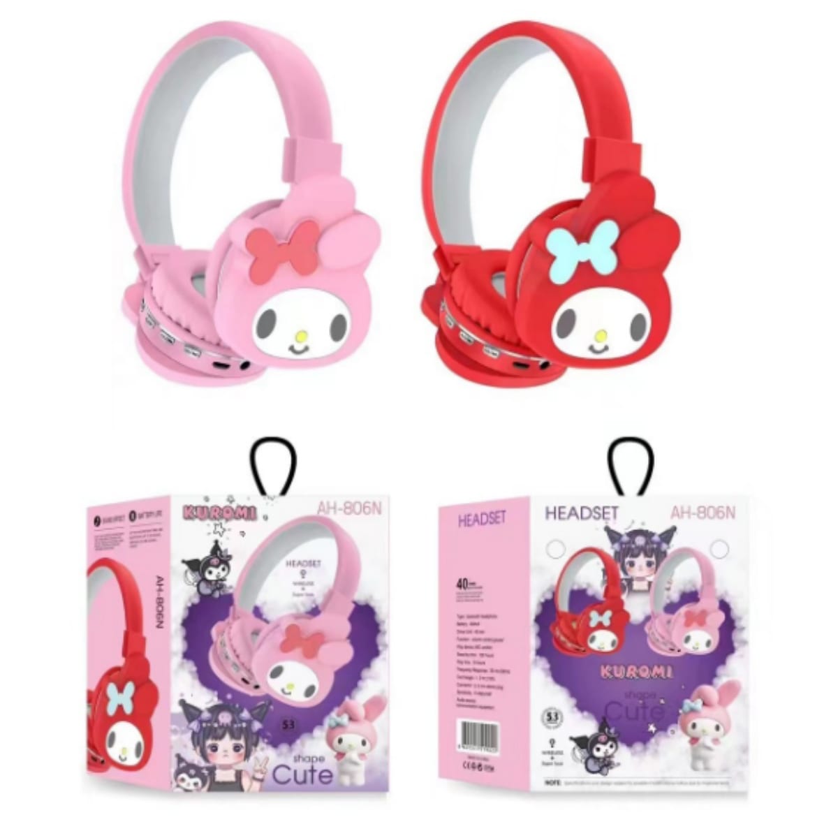 Audífonos Diadema Bluetooth My Melody Sanrio Inalámbrico Plegable2