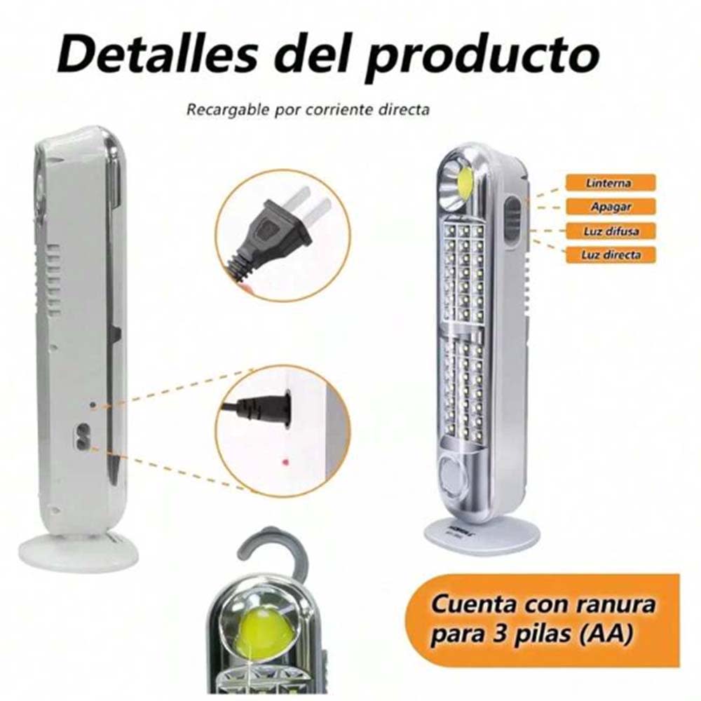 Lampara de Emergencia portátil Moreka MYJ-8683U 43 Leds recargable gancho pegable3