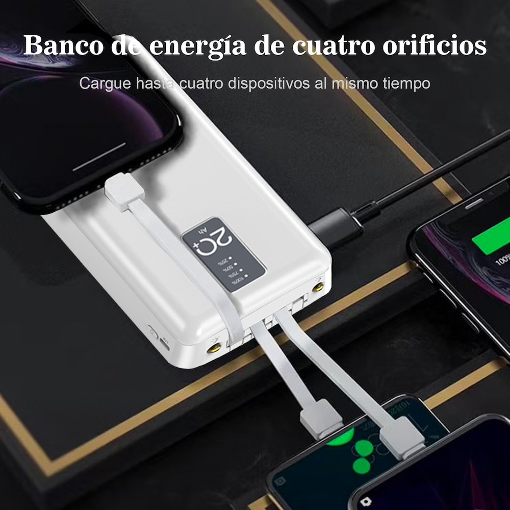 Power Bank Nebro 20000mAh 2.1A 5V incluye cables IP C V84