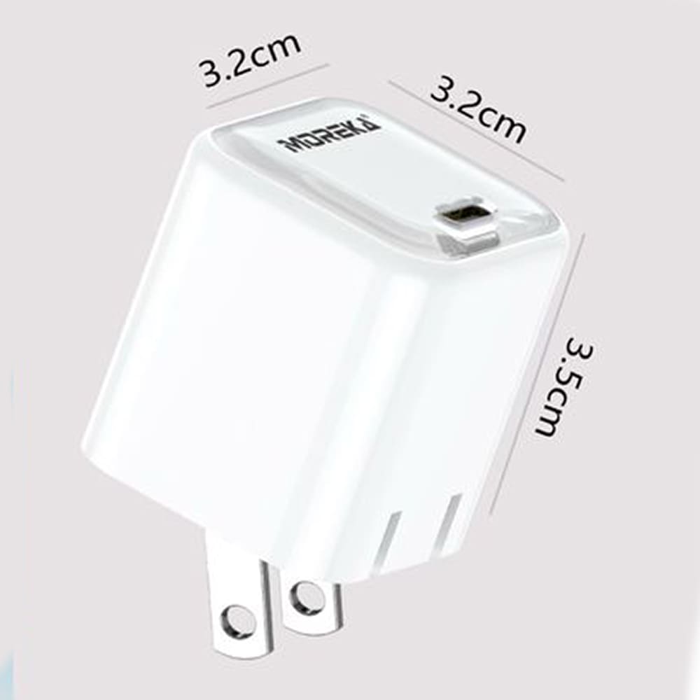 Cargador turbo 20W 5V- 3A puerto C Clavija plegable cable tipo IP - C Moreka P-2126
