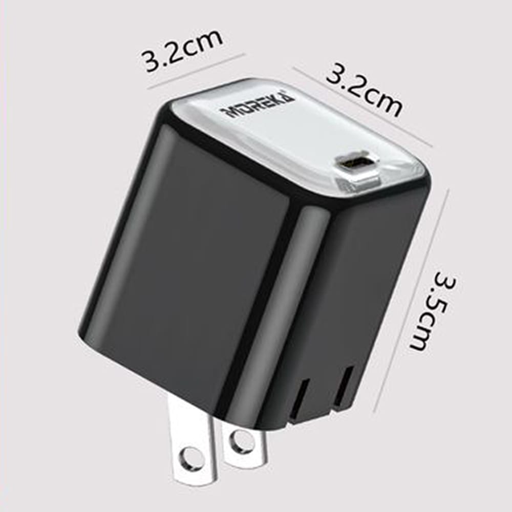 Cargador 20W 5V- 3A puerto C Clavija plegable cable tipo C -C Moreka P-2136
