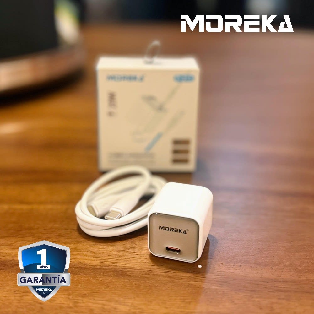 Cargador 20W 5V- 3A puerto C Clavija plegable cable tipo C -C Moreka P-2132