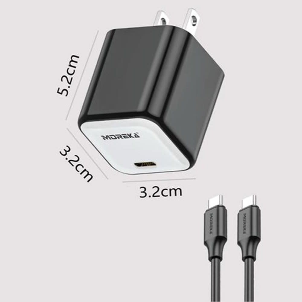 Cargador tipo C 20W 5V- 3A cable tipo C carga rápida Moreka P-2168