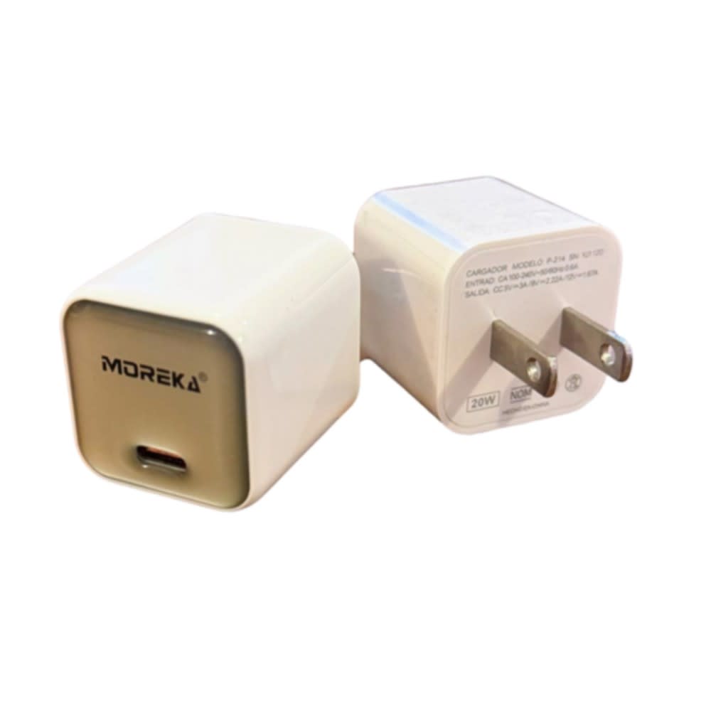 Cargador tipo C 20W 5V- 3A cable tipo C carga rápida Moreka P-2162