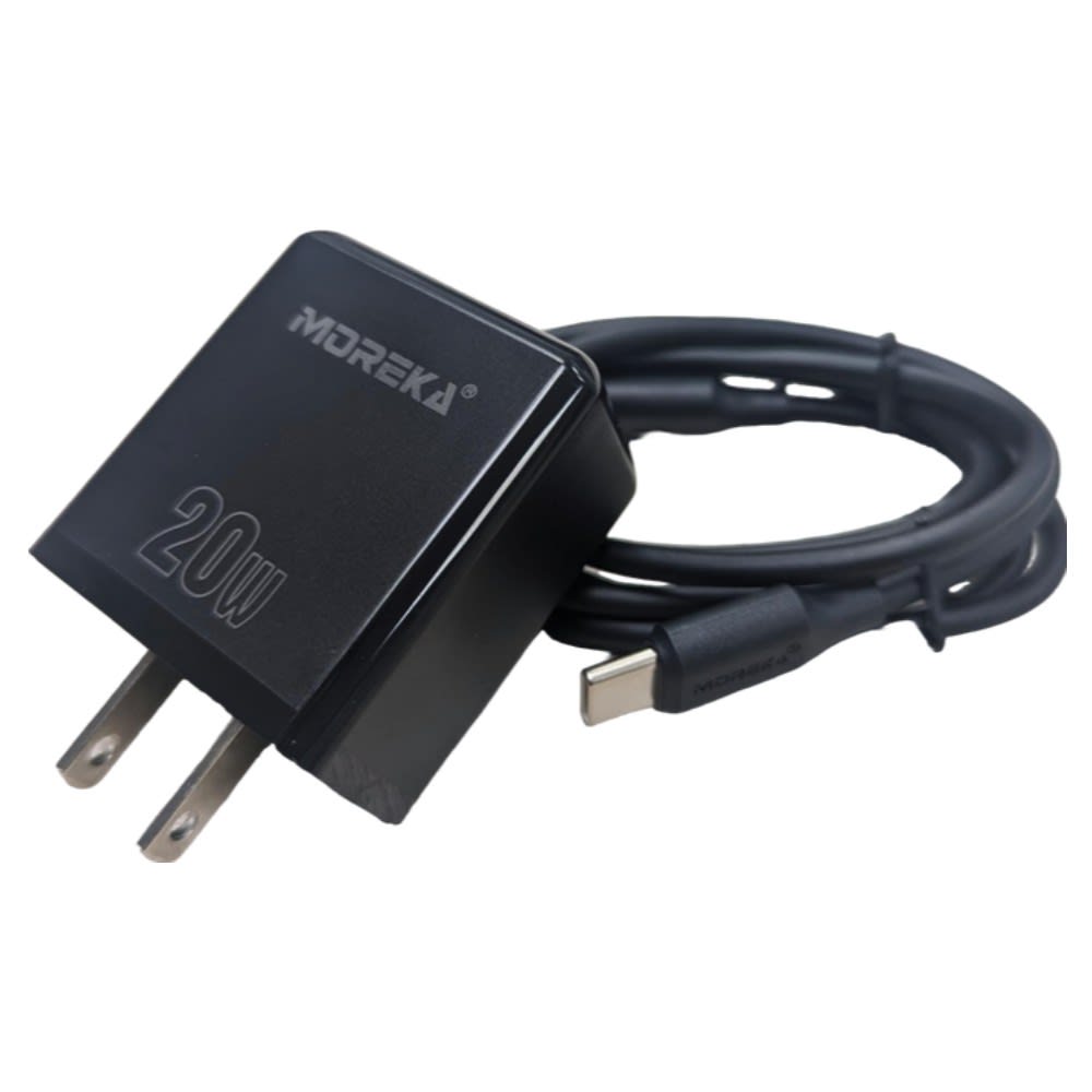 Cargador 20W Moreka P206 puerto C incluye cable tipo C 1M7
