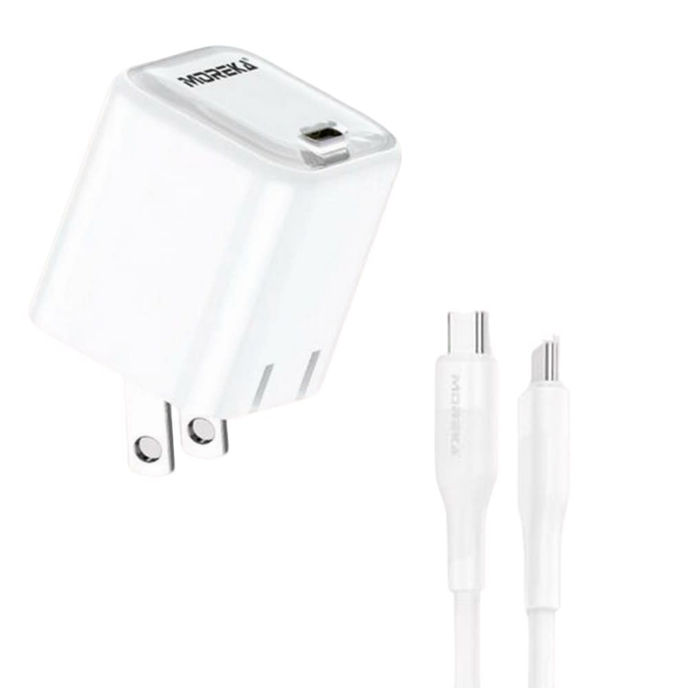 Cargador 20W 5V- 3A puerto C Clavija plegable cable tipo C -C Moreka P-2138
