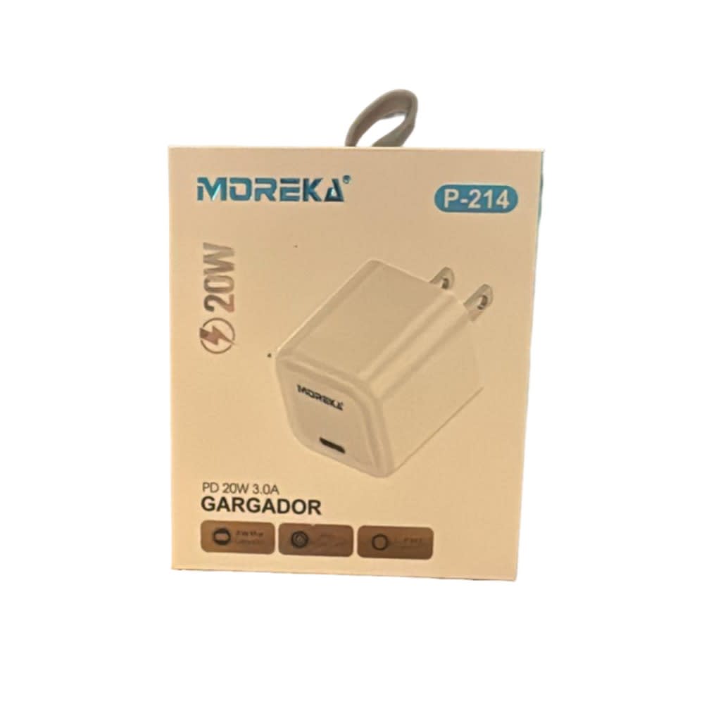 Cubo carga rápida 20W 5V- 3A puerto C Moreka P-2149