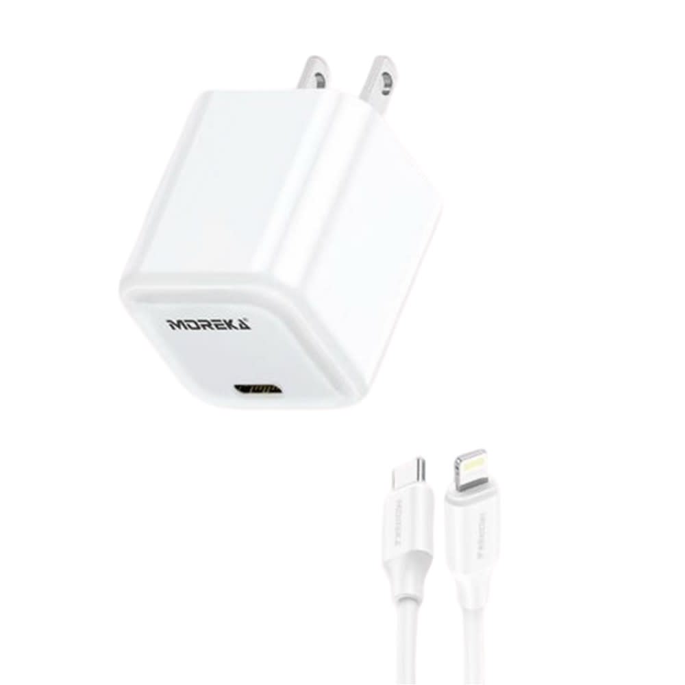 Cargador puerto tipo C 20W cable 1m Lightning carga rápida 0