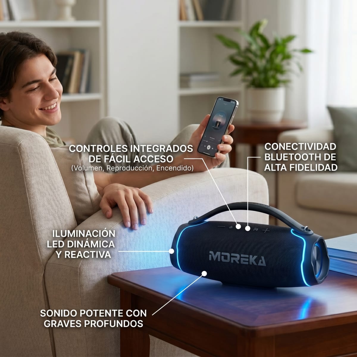 Bocina Moreka A61 Bluetooth Rgb 6000mah Contra Agua Ipx68