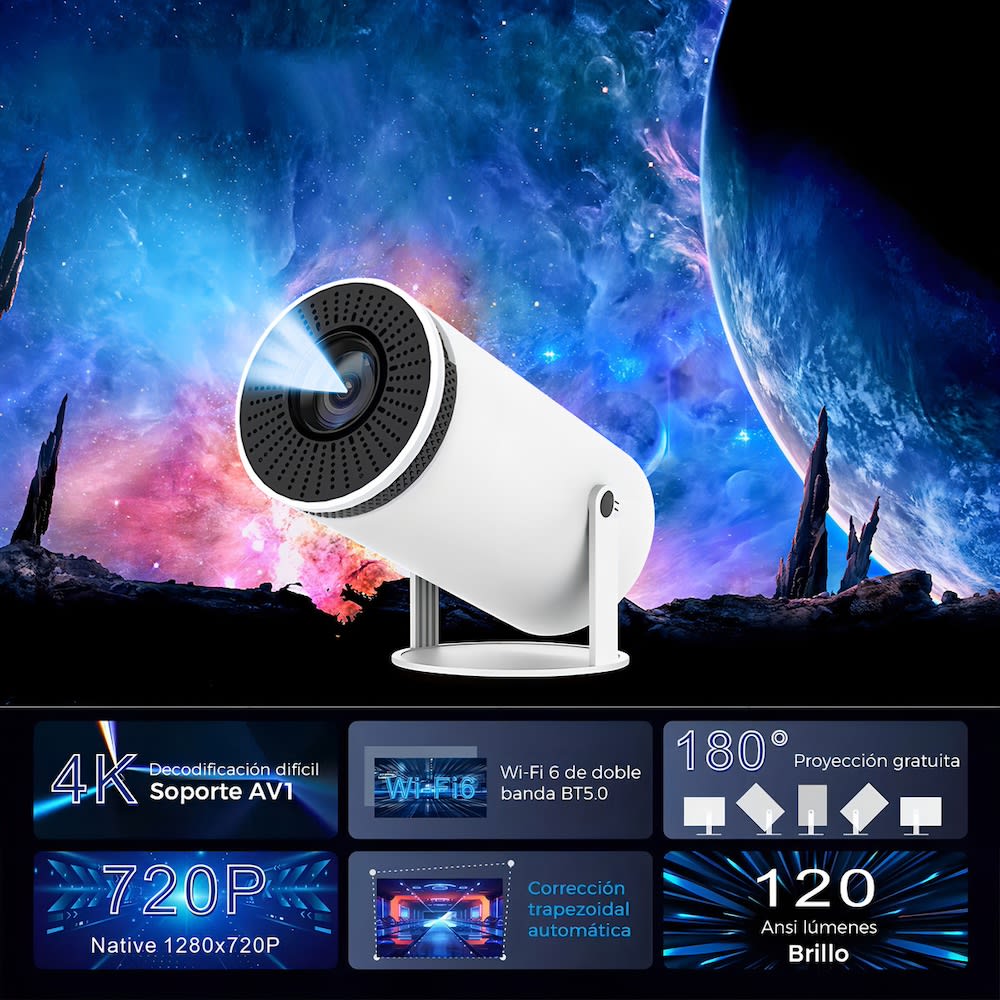 Proyector Profesional Android 4k Hd Wifi Smart Tv Portatil Bluetooth 110v/220v HY3003