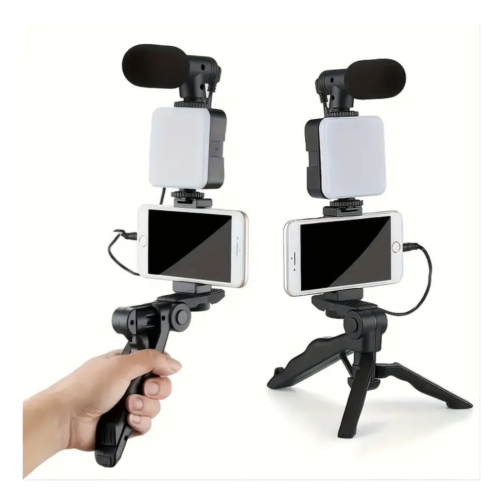 Soporte Celular Videoblog Set Tripie Con Luz Led Microfono PY-492