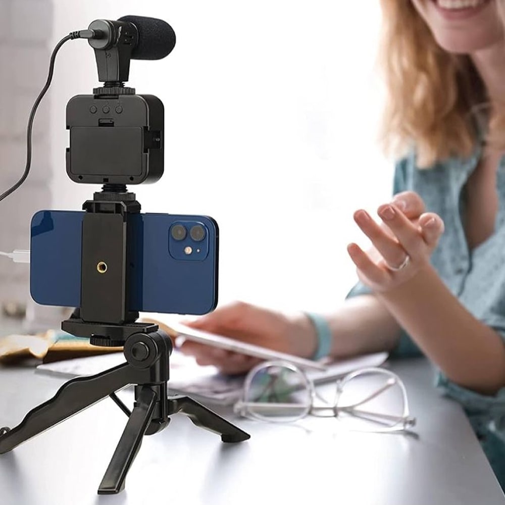 Soporte Celular Videoblog Set Tripie Con Luz Led Microfono PY-498