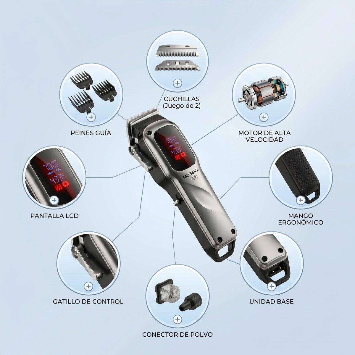 Rasuradora electrica cuchilla ajustable profesional moreka W-3110