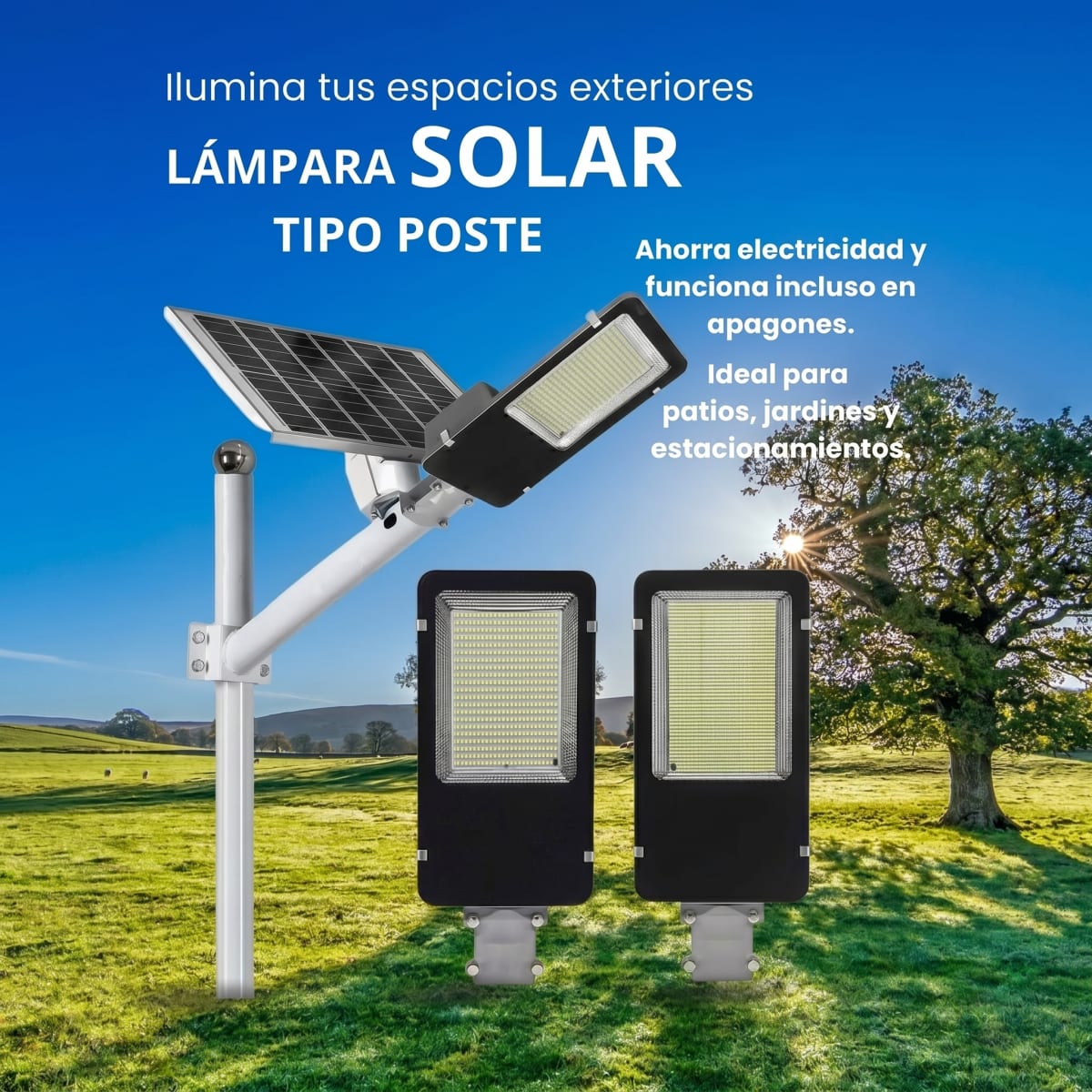 Luz de Calle Solar Moreka MOR 100W Cero Consumo con Control Remoto y Temporizador IP66 para Exteriores8