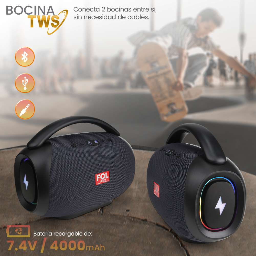 Bocina Fol FS-R219 50W 4000mAh Bluetooth resistente al agua4