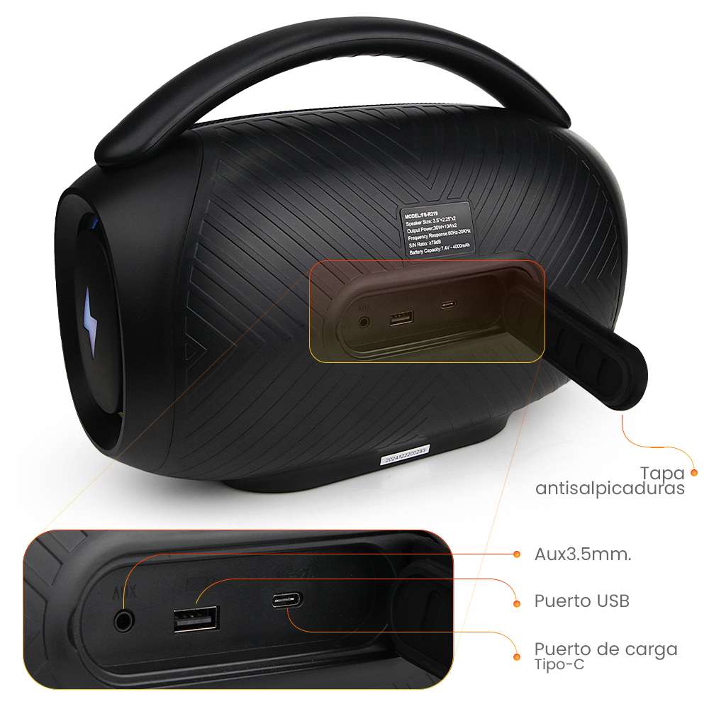 Bocina Fol FS-R219 50W 4000mAh Bluetooth resistente al agua6