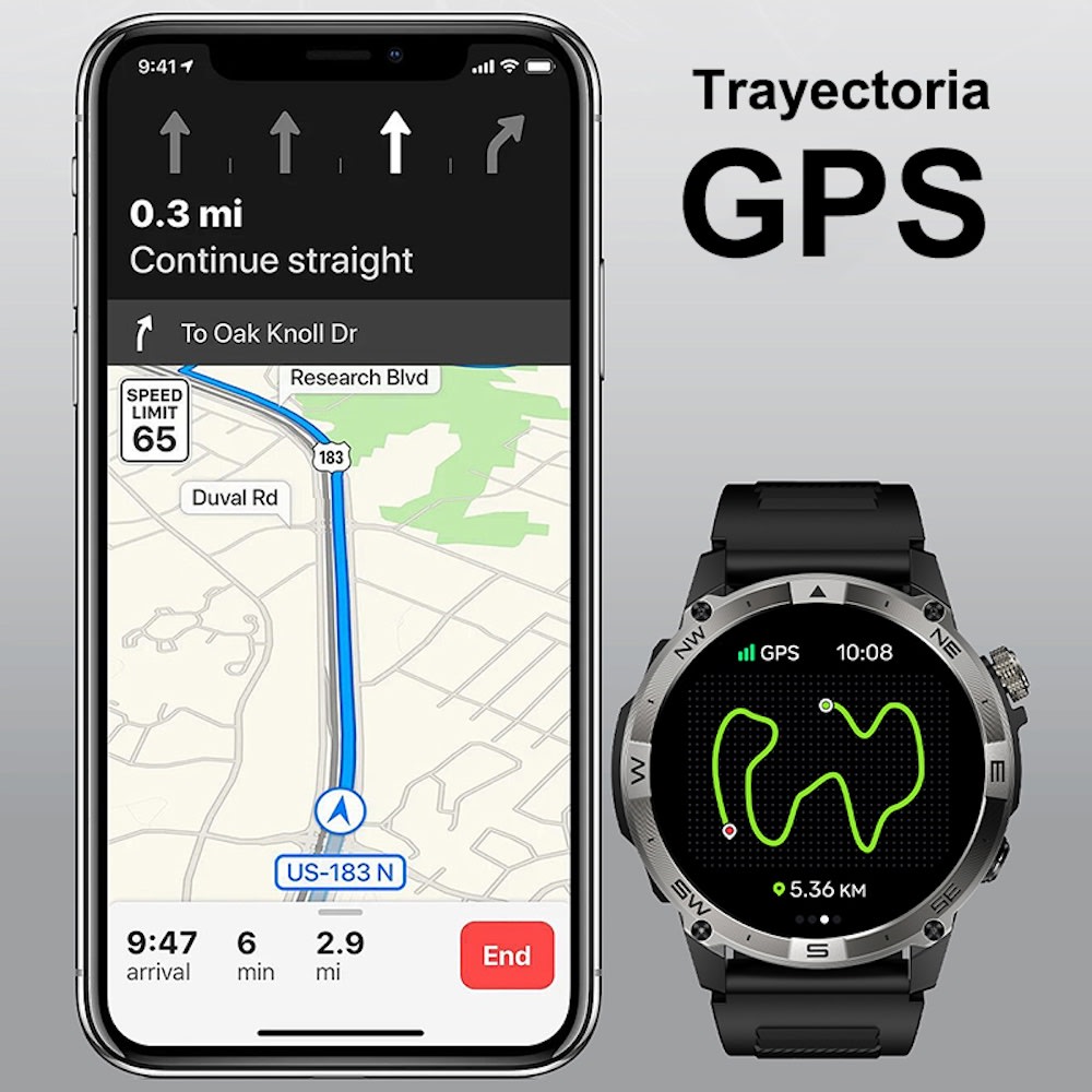 Smart Watch G-TIDE R6 PRO pantalla 1.43 GPS 260mAh 2 correas8