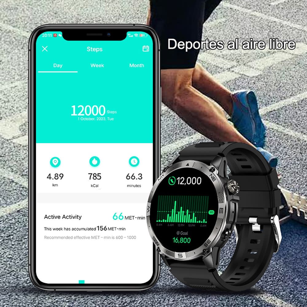 Smart Watch G-TIDE R6 PRO pantalla 1.43 GPS 260mAh 2 correas3