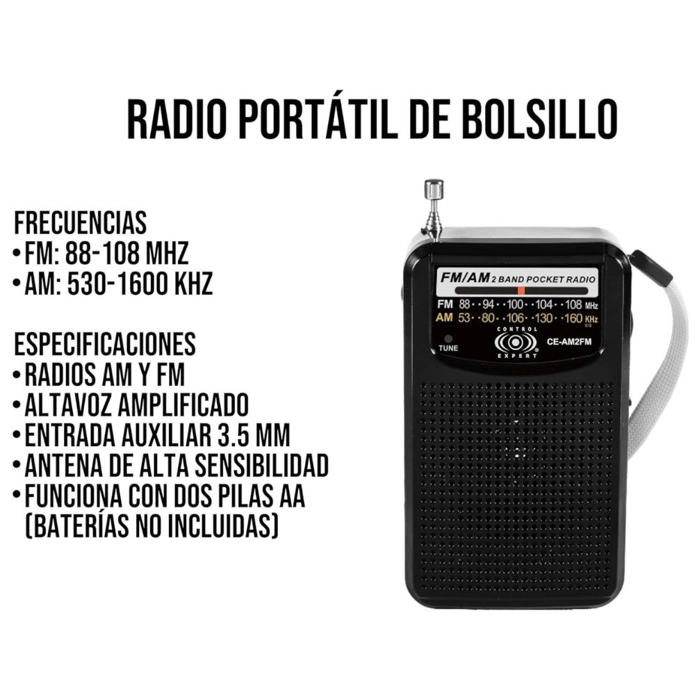 Radio Portátil Am FM de Bolsillo CE-AM2FM Entrada Audifonos6