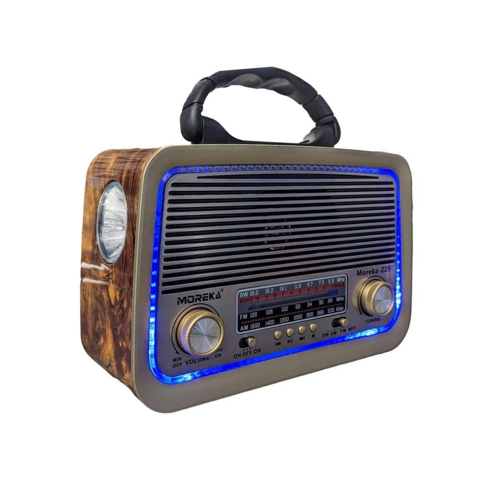 Bocina Radio FM - AM  Moreka 225, Bluetooth, TF Card, Lampara, USB3