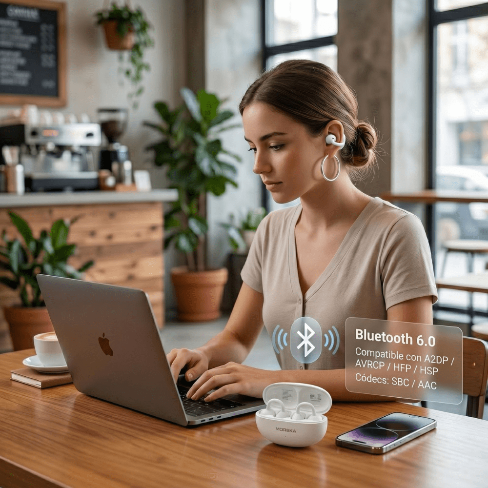 Audífonos Moreka E604 Tipo Arete Clip Bluetooth 25h Táctil8