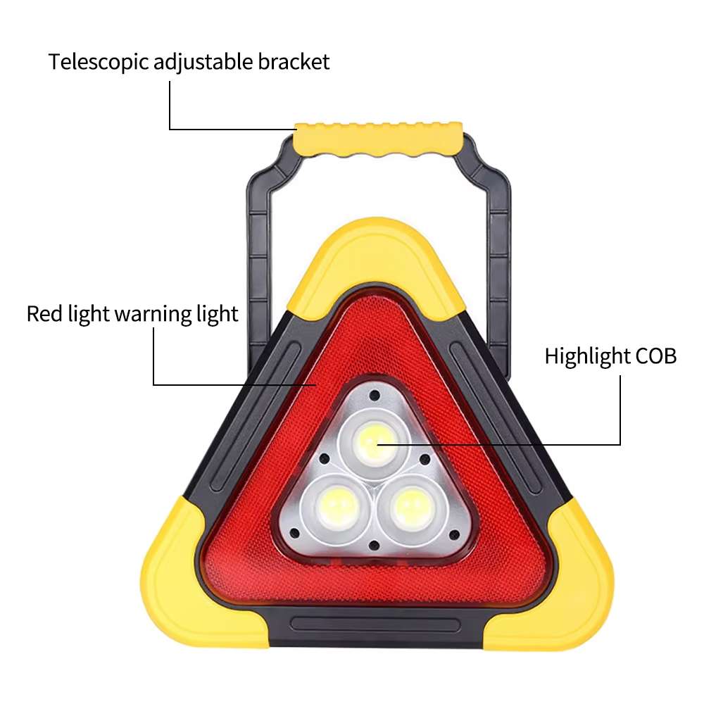 Triángulo de Advertencia LED Solar COB  2200 mAh 27.5 largo  powerbank  IP65 SQ-66103