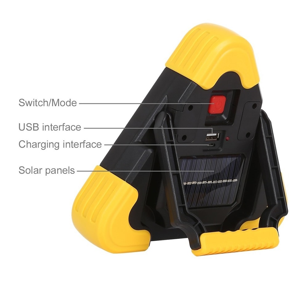 Triángulo de Advertencia LED Solar COB  2200 mAh 27.5 largo  powerbank  IP65 SQ-66108