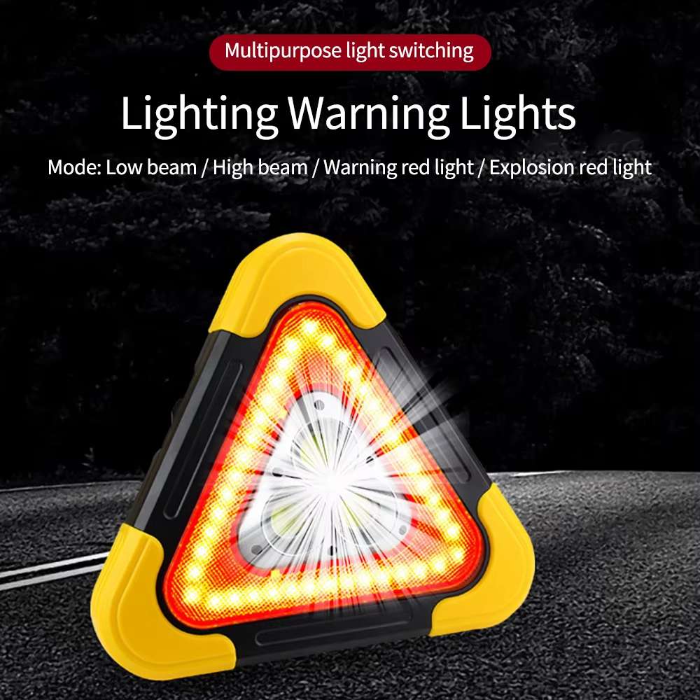 Triángulo de Advertencia LED Solar COB  2200 mAh 27.5 largo  powerbank  IP65 SQ-66107