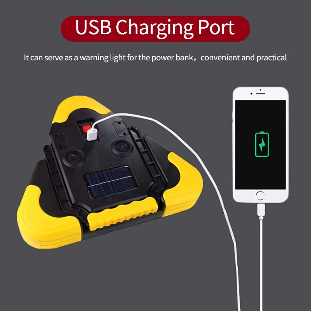 Triángulo de Advertencia LED Solar COB  2200 mAh 27.5 largo  powerbank  IP65 SQ-66106