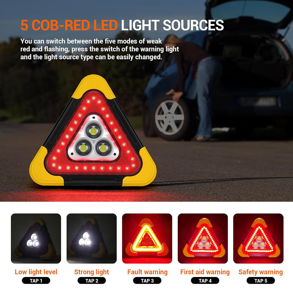 Triángulo seguridad LED Solar luces emergencia auto 27.5cm5