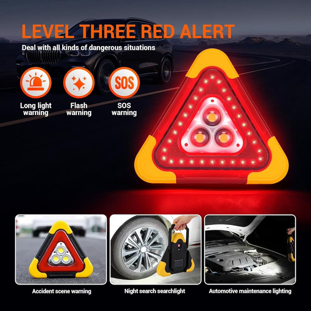Triángulo seguridad LED Solar luces emergencia auto 27.5cm4