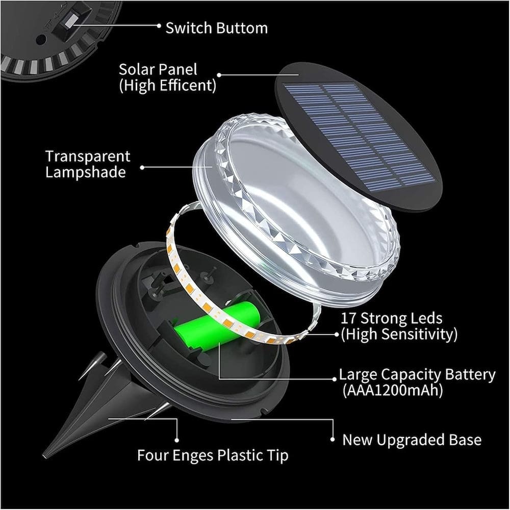 Kit de 4 Luz Solar para Césped Iluminación de 360° y 50 Horas de Brillo SQ-HP-2101-45