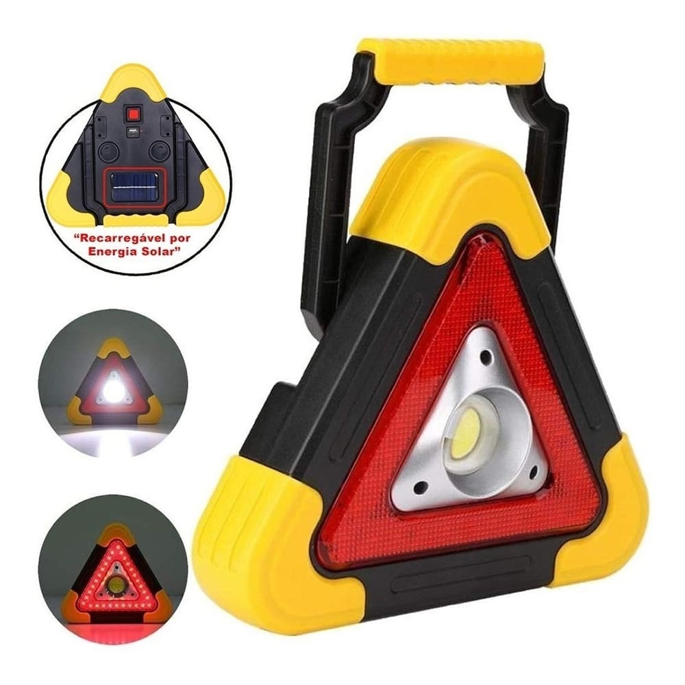 Triángulo de Advertencia LED Solar COB  2200 mAh  powerbank 18.5 largo IP65 Moreka SQ-66098