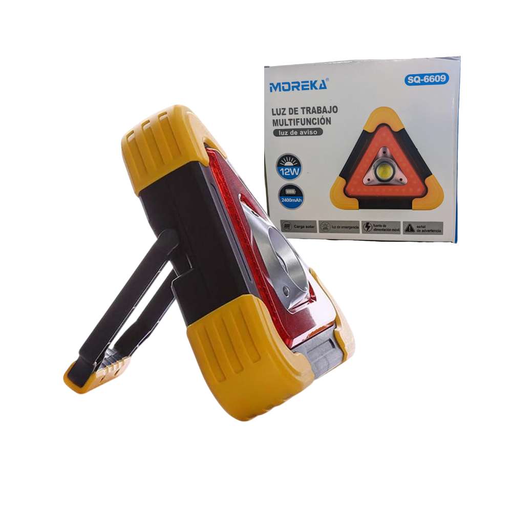 Triángulo de Advertencia LED Solar COB  2200 mAh  powerbank 18.5 largo IP65 Moreka SQ-66093