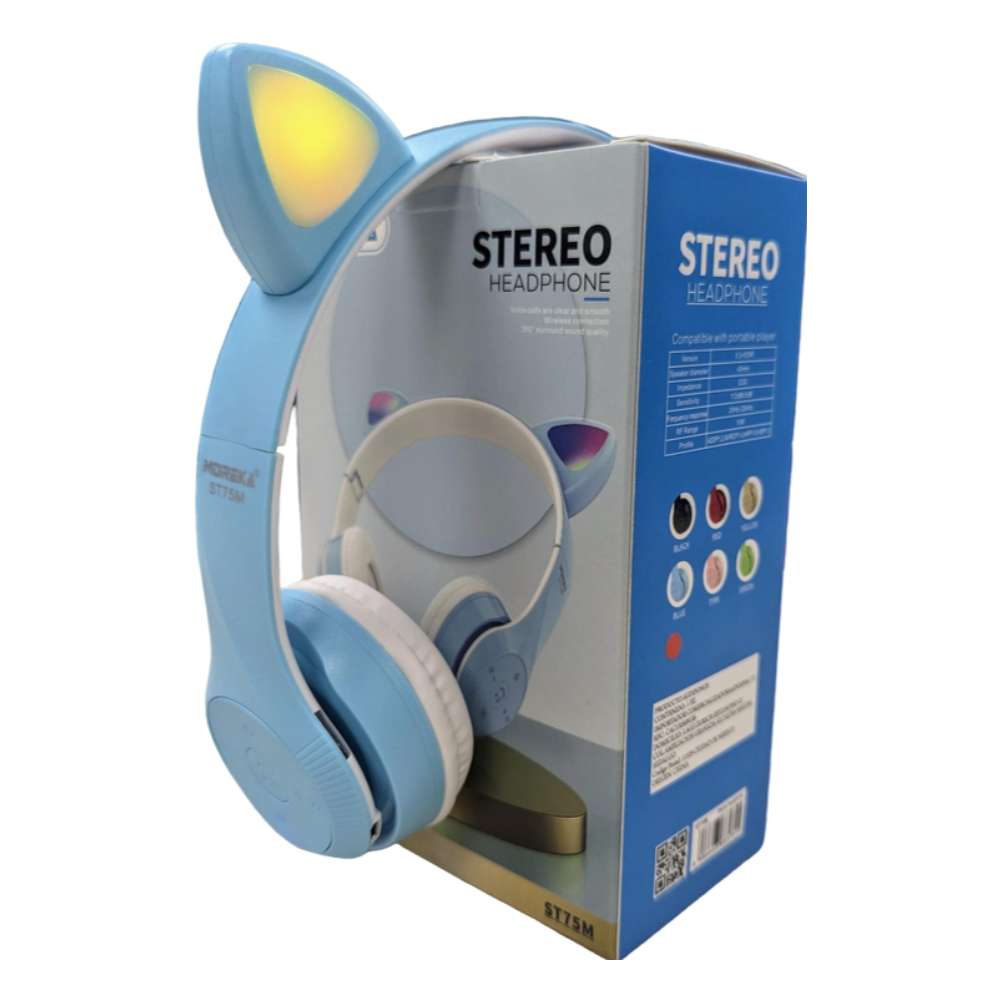 Audífonos Diadema Gato Bluetooth  Moreka ST75M Inalámbrico Plegable6