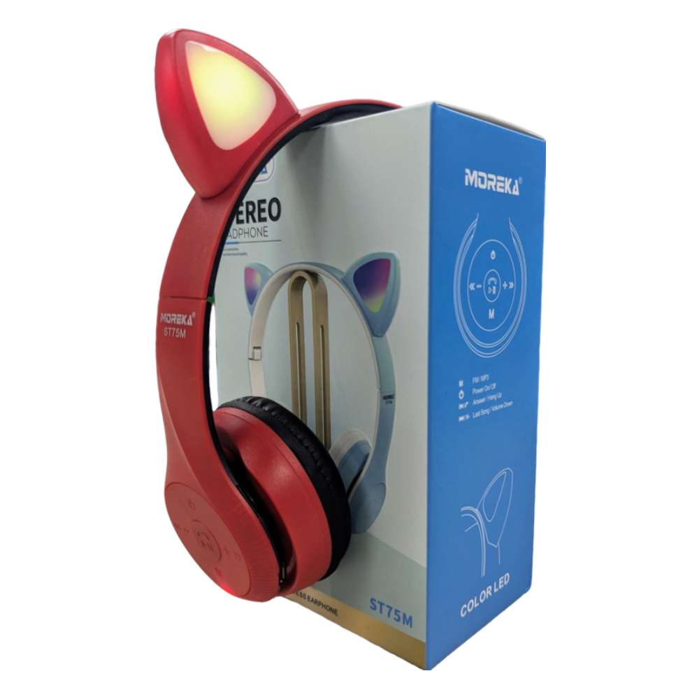 Audífonos Diadema Gato Bluetooth Moreka ST75M Inalámbrico Plegable11