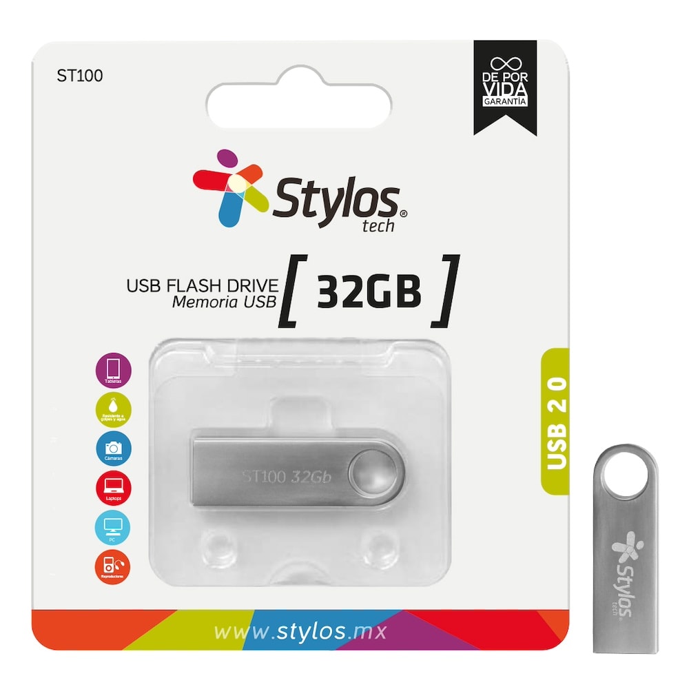 Memoria USB 32GB Stylos Tech Metalica  USB 2.0 garantía de por vida2