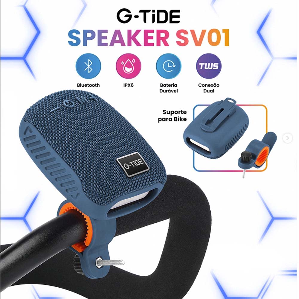 Bocina Moto Bluetooth G-TIDE SV01 TF Card Radio FM 500mAh Resistente al agua IPX67