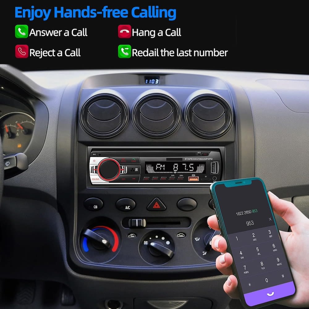 Auto Estéreo radio FM AM audio Bluetooth y llamadas manos libres Moreka SYD-12075