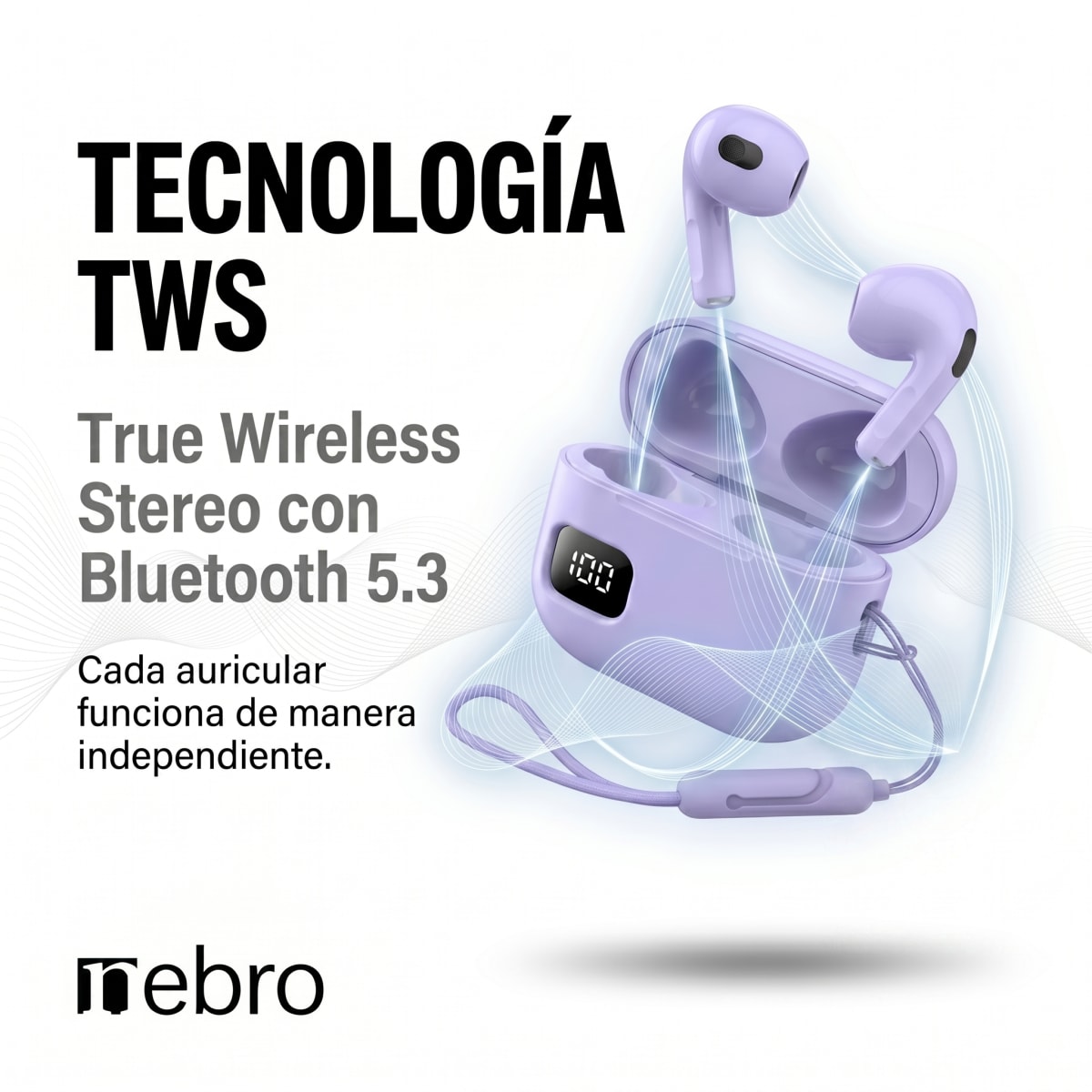 Audífonos Bluetooth TWS NEBRO T20S Bluetooth 5.31