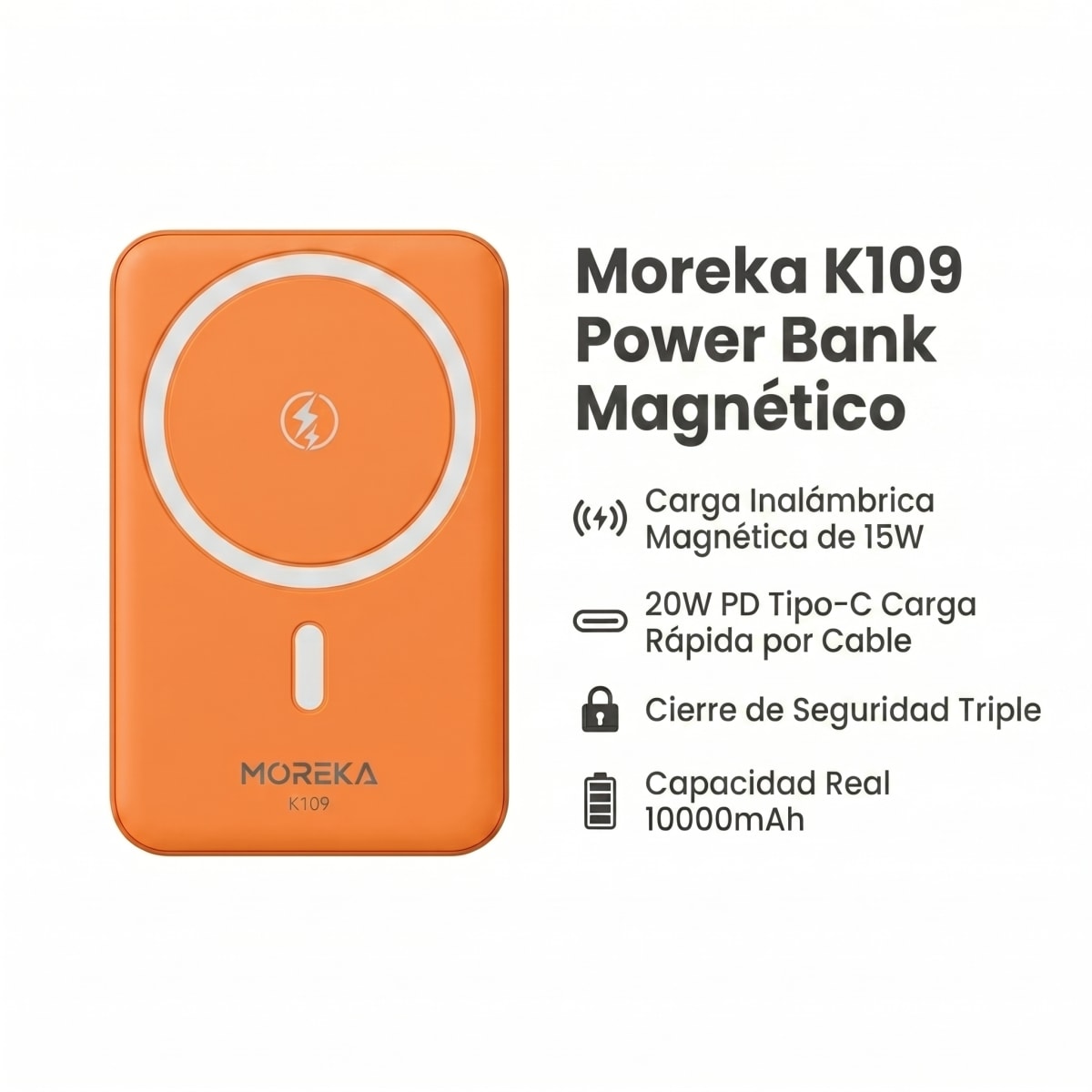 Power Bank MagSafe Moreka 10000mah 20w Carga Rápida K1099