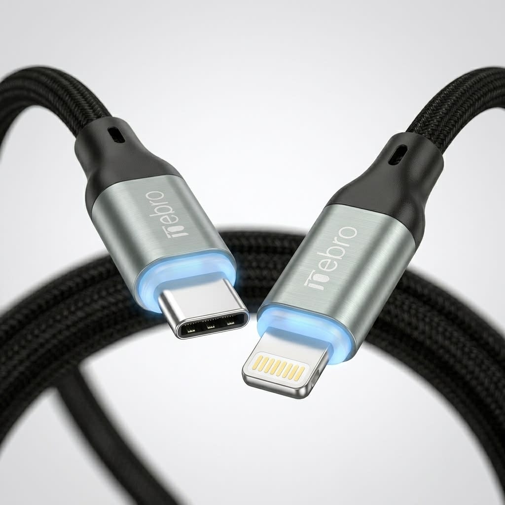 Cable Dato y Carga Nebro WD-301TL Tipo-C a IP Trenzado 1m 3A7